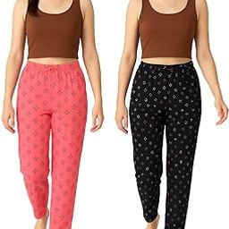Womens Cotton Printed Pyjamas,Night Pants For Womens,womens lounge pants Pack of 2-image-8
