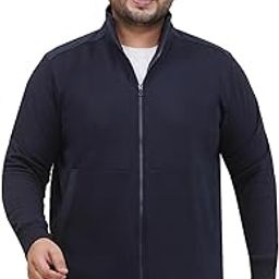 Plus Size Men Fleece Navy Mock Collar Sweatshirt (JPSWT75195_Navy)-image-78