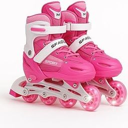 AK'S Venture Adjustable Inline Skates for Kids – Free Size Expandable Roller Skates with Light-Up Wheels, Comfortable Boots & Safety Lock – for Boys & Girls (Red/Blue/Pink/Black) (Pink)-image-70