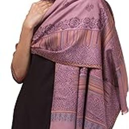 Women’s Kashmiri Kani Wool Blend Shawl, Pashmina Style Stole for Ladies, Large Size -40x80-12