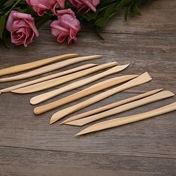 DEZIINE10pcs Wood Wooden MUD Clay Modeling Tools Set Polymer Clay Tools Sculpting DIY Pottery Ceramics Tools Sculpture Sculpt-image-8