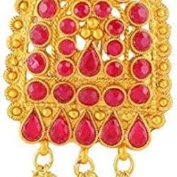 PLUS® Gold Finish Studded Stone South Indian Jewellery Hair Brooch Clip for Women/Girls-image-36