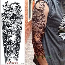 S.A.V.I Full Arm Hand Temporary Tattoo For Men Girls Women Sticker Size 48x17CM - 1PC. (24)-image-36