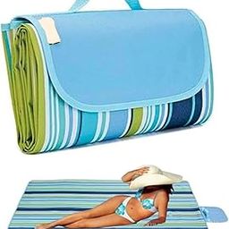 SUUKSESS Picnic Blanket Outdoor, Large Beach Blanket Waterproof Sandproof, 70" x 59" Foldable Washable Picnic Mat for Adults and Kids, Park Mat for Summer Beach,Camping, Travel (Blue Picnic Mat)-image-52