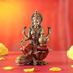 CraftVatika Lakshmi Devi Idol Statue for Home Puja Goddess Laxmi Idols Showpiece for Temple Pooja Room Diwali Decoration Gifts for Family Friends Corporate Client Mother Father-image-2