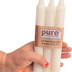 Pure Source India Candles Wax Household Candles Set of 3 Pcs (8 inch Long Candles) Birthday Candle/Dinner Light Candle-78