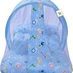 Toddylon Baby Bed New Born Baby Bedding Set Combo | Carry Bag | Mattress | Mosquito Net | Insect Protector | Infants (0-6 Months Size, Blue, Cotton)-image-4