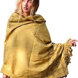 Crystal HEAL Neelkanth Shawl – Lightweight Cotton Shawl with Rajasthani Hand Block Print – Boho & Tribal Design for Summer Wear-image-23