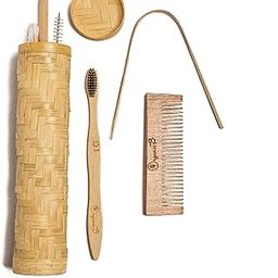 Organic B Bamboo Tribal Travel Kit|1 Bamboo Manual,Adult,Multicolor Toothbrush, Tongue Cleaner,Pocket Neem Comb,Bamboo Straw,Straw Cleaner,4 Cotton Ear Buds Sticks,1 Tribal Travel Kit (10 Pcs)-picture-27