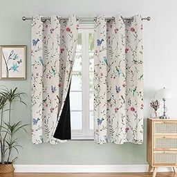 Cloth Fusion 100% Blackout Printed Premium Window Curtains 5 Feet Long Set of 2, Noise Reducing Blackout Curtains 5 Feet for Window with Grommet for Home Decor (5x4.5 Feet, White Forest)-3