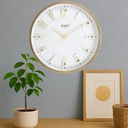 Rikon RK 53 SW Round Circular Analog Wall Clock – Designer White Yellow with Silent Movement, Stylish & Modern for Home & Office (38.10 x 36.83 cm)-image-21
