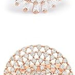 Set of 2 Rose Gold Contemporary Cubic Zirconia Adjustable Finger Rings For Women-ZPFK13481-50