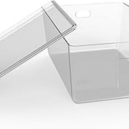KOLORR Transparent Baskets For Storage With Lid Large - 11 Liter | Organiser Plastic Box With Handle| Multipurpose Clear Container For Wardrobe Clothes Makeup Closet Stationery |Pack of 1-image-76