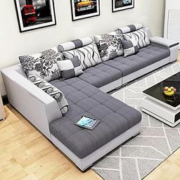 Casafurnish Stylcona 6 Seater Fabric LHS L Shape Sofa Set (Dark Grey-Light Grey)-image-68