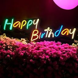 Crafter's Delight Happy Birthday Neon LED Sign Light, Multicolour, with Decorative Foil Fringe Curtains, Party Decoration (ANY KIND OF FRILL FOIL CURTAINS 2 PACK)-image-94