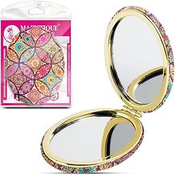 Shimmer Oval Magnifying Mirror | Compact Double-Sided 1X/2X Mirror for Makeup | Portable Folding Mirror for Women | Pocket Mirror Ideal for Purse - 1Pc/Multicolour-19