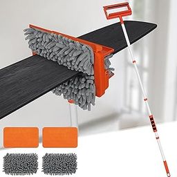 CeilingFan Cleaner Duster with 62.5‘’ Extendable Long Handle Ceiling Fan Blade Cleaning Tool, Reusable Chenille & Microfiber Mop Head for Dusting Ceiling Fan Baseboard Wall Floor-image-31