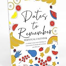 Inkdotpot Fruits Perpetual Calendar, Important Dates to Remember- 6x9 Monthly and Daily Wall Hanging Journal for Special Days- Birthdays- Anniversaries Book Birthday Gift Planner Organizer-AW-15