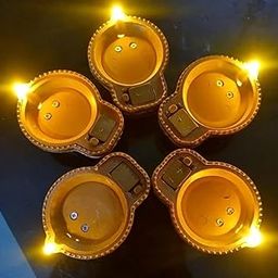 GR Trend Led Light Water Sensor Diyas Plastic With, Ambient Lights, (Pack Of 12), Brown-5