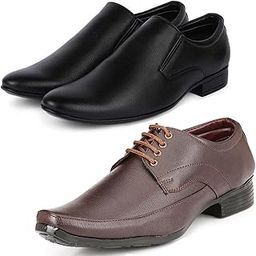Stylish Trendy Formal Shoes/Party Shoes/ 2 Shoes Combo with Free Belt for Men and Boys (BAZAAR8840_VTR-401-Blk) Multicolor-image-87