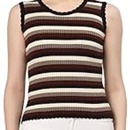 Women Sleeveless Round Neck Knitted Fitted Ribbed Top-image-11
