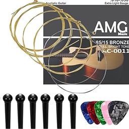MOCKING BIRD Acoustic Guitar String Set of 6 Stainless Steel Acoustic Guitar String set with Hollow Ball End Full Replacement Guitar Saddle Set (0.10-0.50 Extra Light Gauge)-image-11