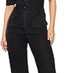 Black Washed Denim Front Button Jumpsuit-8