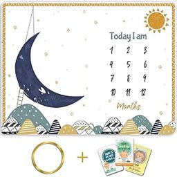 Custom Catch Monthly Milestone Blanket | 1 to 12 Months | Best for Newborn Boy & Girl, Multicolor, Cotton, Skin Friendly, 1 Count-image-1