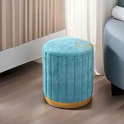 JUMBO CRAFTS Ottoman Stool for Living Room | Pouffes for Sitting Velvet Ottoman | Foot Rest Ottoman stools | Office Stools | Pouf for Office Home Decoration & Dressing Table - (Blue 2)-10