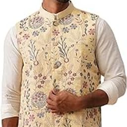 jompers Floral Embroidered Silk Blend Nehru Jacket-picture-16