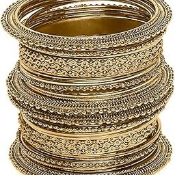 Jewellery Combo of 26 Antique Gold Bangle Set for Women & Girls Stylish Latest - Size 2.6 (BBA82_Z)- For Women & Girls Stylish Latest-3
