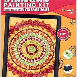 Little Birdie DIY Diamond Painting Kit with frame Mandala Sun, 1 Box | for Art & Craft, Creative, Fun & Activity Kit | Gift for Kids, Adult-picture-16
