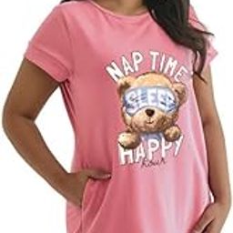 Women’s Printed Cotton Knee Length Nighty | Short Sleeve Nighty | Short Nightdress | Long T-Shirt | Regular Fit Night Gown | Casual Nightwear-image-5
