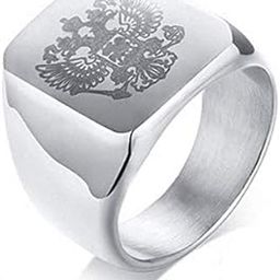 Silver Stainless Steel Russian National Emblem Logo Ring for Men/Boys – US Size 9, Anti-Allergy, Rust-Resistant, Comfortable Fit-image-84