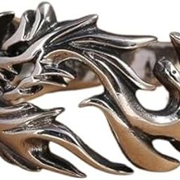 Bold Silver Dragon Ring for Men – Fierce Tribal Design, Adjustable Open Band, Punk Gothic Statement Jewelry-image-75