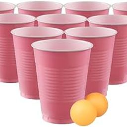 Selibration (Set of 10pcs) Pink Game Pong Glassess Plastic Reusable Colourful Cups with Balls Perfect for Bachelors, Bachelorette Party, Cocktail Party, Strong Reusable Glass | 2 Balls Included-15