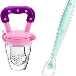 Homsagar Baby Feeding Combo – Silicone Spoon & Squeeze Bottle Feeder (2-Piece Set) (Multicolor_1)-1
