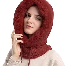 topibaaz Winter Beanie Monkey Cap Hood for Women | Stretchable Skull Soft Combined Scarf Woolen Balaclava Neck Warmer Casual Cap Hat for Girls & Ladies | Freesize-picture-6
