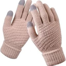 Winter Touchscreen Gloves for Women, 1 Pairs Women's Warm Driving Gloves Thermal Knit Soft Fleece Lined Texting Gloves_Pack of 01(Free Size,Beige)-image-83