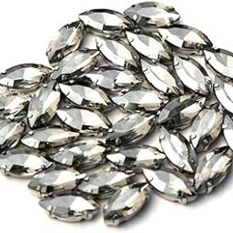 Embroiderymaterial Light Gold Sew On Glass Rhinestones for Embroidery, Jewellery Making, Crafts, DIY in Metal Base Claw Setting (50 Pieces, 5X10MM, Eye Boat Marquise Shape)-image-70