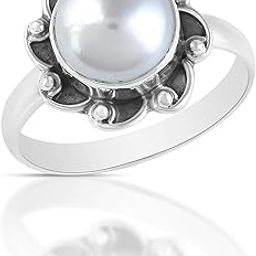 Silverrazzi 925 Sterling Silver Fresh Water Pearl Ring | Women and Girls | Certificate of Authenticity and 925 Stamp | 6 Month Warranty-image-1