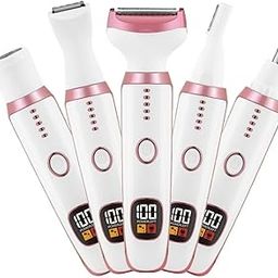 SIGNAXO Sharp 5-in-1 Electric Grooming Trimmer for Women Painless Rechargeable Shaver for Face, Eyebrow, Nose, Upper Lip, Bikini & Body Hair with Digital Display-image-5