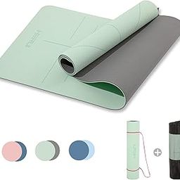 Yoga Mat, HERUI Non-Slip Fitness & Exercise Mat with Carrying Bag, Eco-Friendly Workout Mat with Alignment Lines for Yoga, Pilates, Easy to Carry & Clean, 72"L x 24"W x 0.24” Thickness-image-29