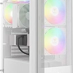 GAMDIAS Aura GC6 White FINE MESH RGB MID-Tower CASE/Gaming Cabinet | 3 Built-in 120mm ARGB Fans,Supports Mini-ITX, Micro-ATX, and ATX,AIO Support Front:360mm / Rear:120mm-32