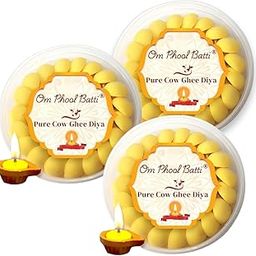 Om Phool Batti 300 Pcs. Cow Ghee Diya Batti for Puja, 30 min Burning Time, 100% Wax Free Pooja Ghee Batti for Home Decoration, Festivals & Religious Rituals | Readymade Cotton Wicks-image-99