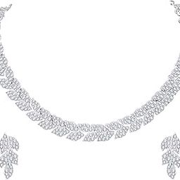 AD Diamond Necklace Jewellery Set with Earrings | Beautiful Party Jewellery Set For Girls | Perfect for Anniversary Gift, Wedding, and Festive Occasions-image-31