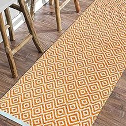 house of handmade Cotton - Handwoven Runner For Bedroom, Living Room, Bathroom, Kitchen, Etc. Anti Slip Thickness- 10Mm Size- 45X130 Cm Bed Side Mat Color- Yellow-image-17