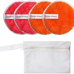 CALANDIS 4 Pcs Soft Gentle Make-Up Remover Puff Facial Cleansing Cloth Red Orange | Sponges Applicators & Cotton | Makeup Tools & Accessories | Makeup-16