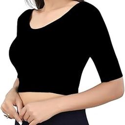 Women's Cotton Stylish Western Basic Solid Wear TV Oval Neck with Full/Long Sleeve Blouses for Women L766-image-27