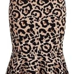 Women's Leopard Print Midi Skirt, Black and White, Mermaid Style-image-24